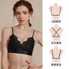 Sexy lace rimless underwear thin cotton triangle cup beautiful back bra  big chest small bra women