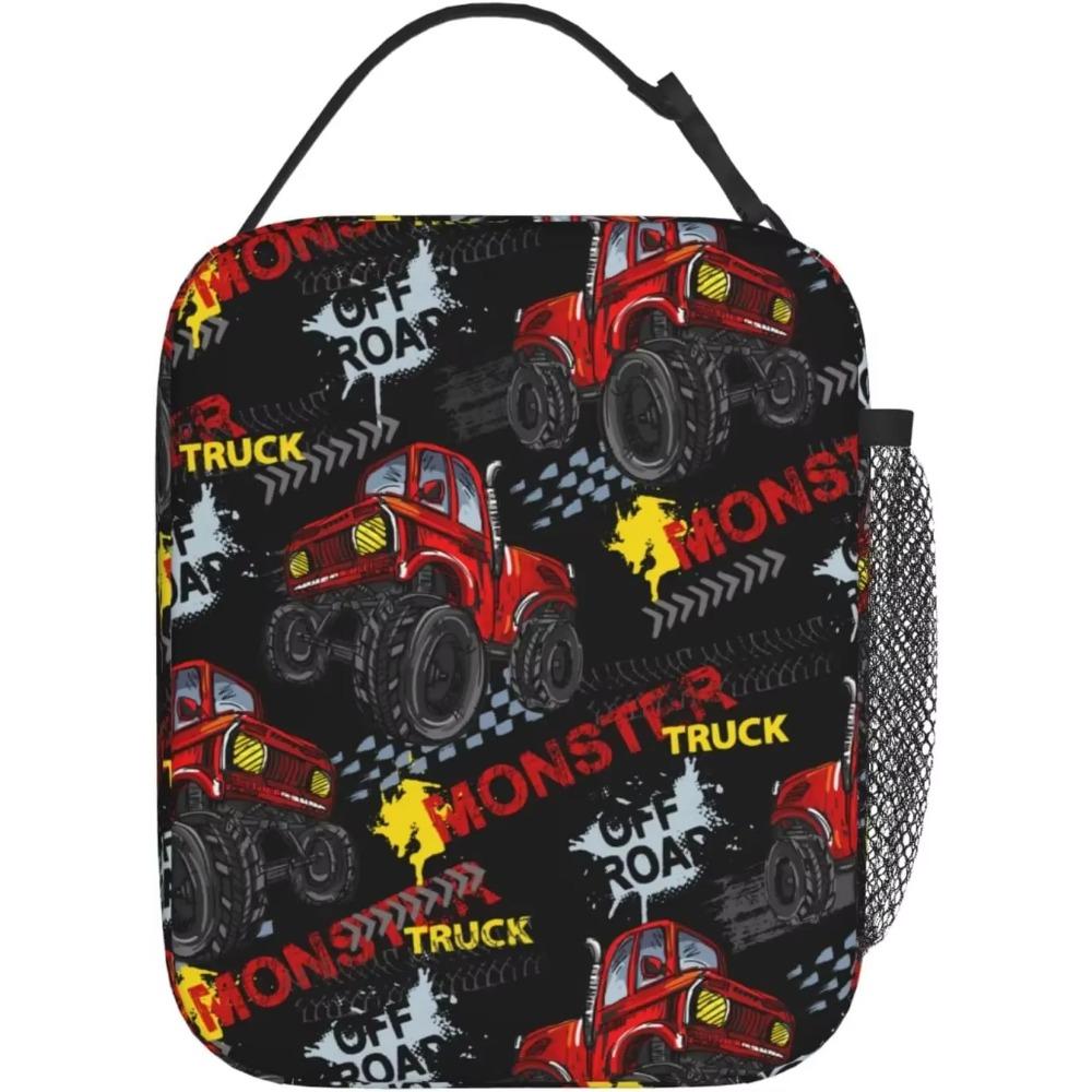 Cool Red Trucks Cars Lunch Bag Insulated Lunch Box for Adults Boys Girls Durable Portable Cooler Tote for Travel Picnic
