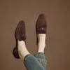 Krazing Pot Sheep Suede Autumn Winter Shoes Metal Decoration Loafers Med Heels Slip On Size 42 Round Toe Slip On Deep Mouth Pumps