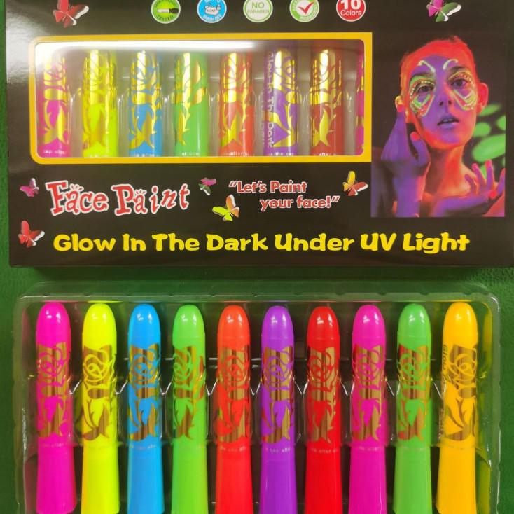 UV Glow Crayon Face & Body Paint - Water-Soluble Festival Makeup for Halloween