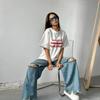 Simplicity Letter Printed Cotton T Shirt Women Summer White Loose Short Sleeve Round Neck Tops Casual Basic Lady Clothes