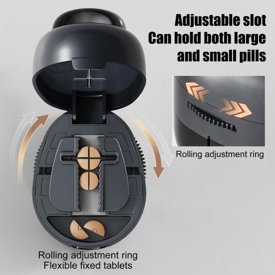 2-in-1 Pill Cutter Adjustable 1/2 1/4 Pill Splitter with Sharp Blade Storage Compartment Portable Safe Tablet Cutter for Tiny Small And Large Pills