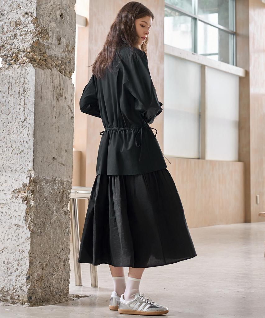 MITTE Texture Block Shirts Dress_Black