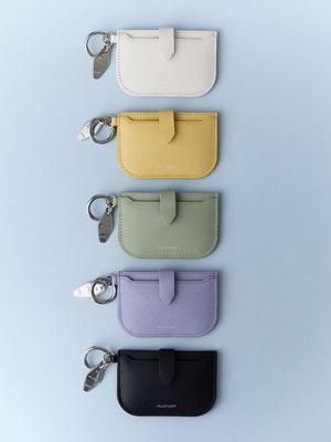 JILLSTUART [Bow 2] [Keyring Included] Black Cowhide Leather Card Wallet and Charm JAWA5F230BK