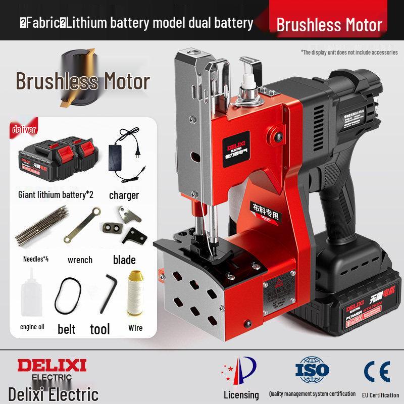 Delixi Brushless Handheld Bag Sealing Machine, Lithium Battery Powered for Woven and Snake Skin Bags.
