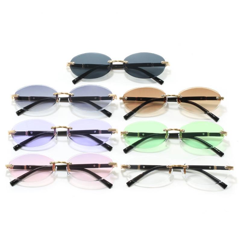 Trendy Frameless Cut-Edge Sunglasses for Women: High-End Personalized Hip Hop Eyewear