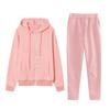 Fresh Casual Long Sleeve Hooded Sweatshirt Set Women Fashion Solid Color Pullover