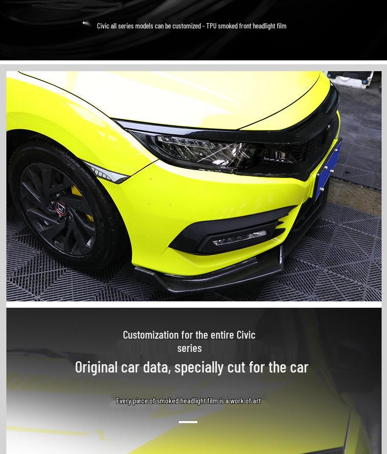 Black Warrior Smoked Headlight Film for 25 Accord Models - TPU Light-Controlled Sticker for Headlight and Taillight Color Change.