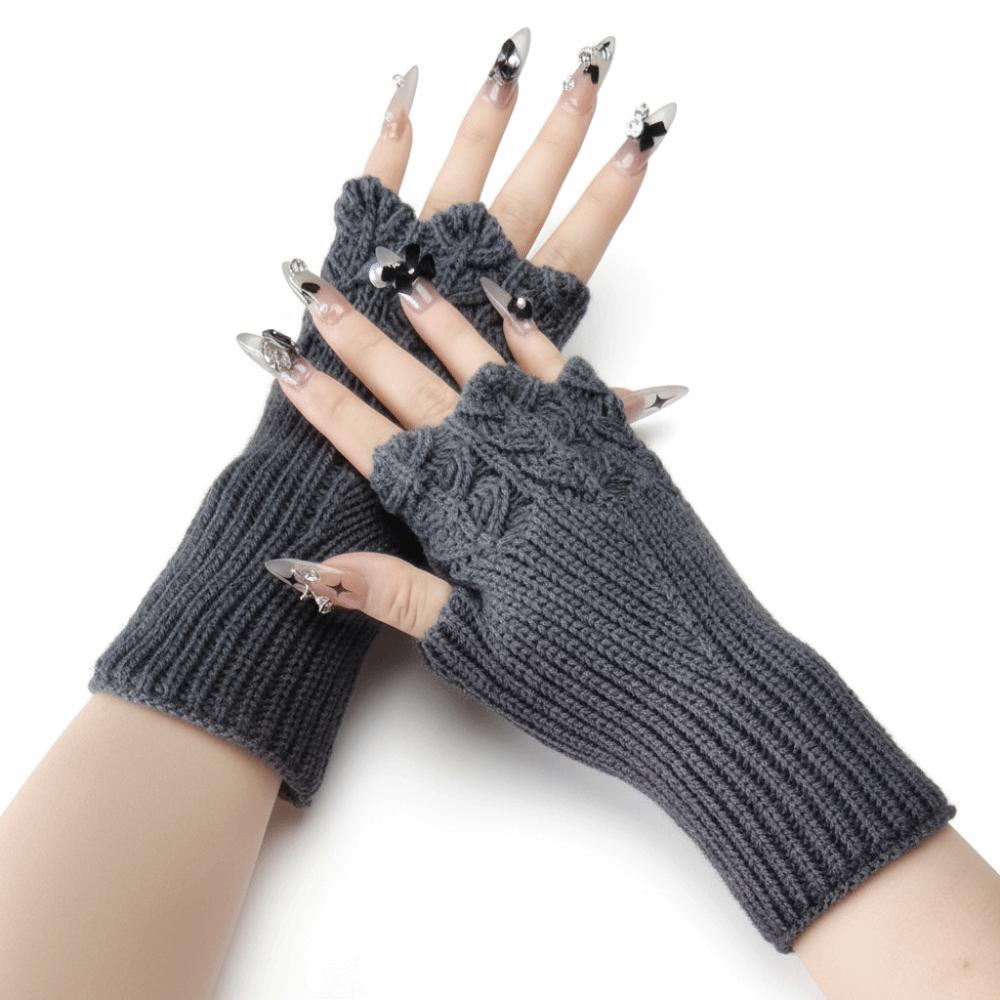 Knitted Fingerless Glove Elegant Lace Thermal Gloves Comfort Fit Lengthen Mittens Keep Warm