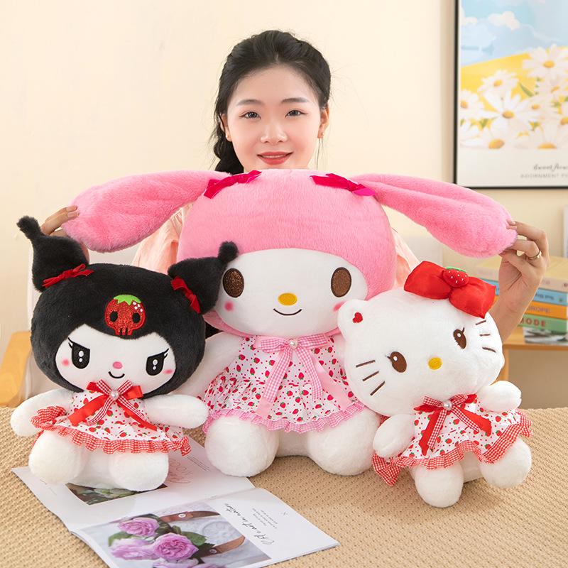Cute Cartoon Kuromi Hello Kitty My Melody Cinnamoroll Pillow Plush Toys Plushie Keychain Stuffed Doll for Kids Christmas Gifts