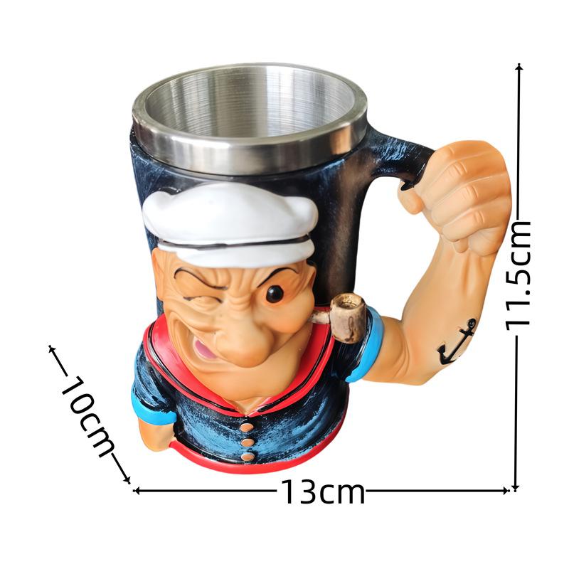 1 шт. Новая 3D кружка Popeye Power для дома, кофейная чашка из смолы, настольное украшение, подарок, забавная кружка 200ML