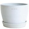 Flower Pot No. 5 Stylish Interior with Matte Texture ECOPOTS Stockholm (White Gray) Table-L Size with Pot Plate