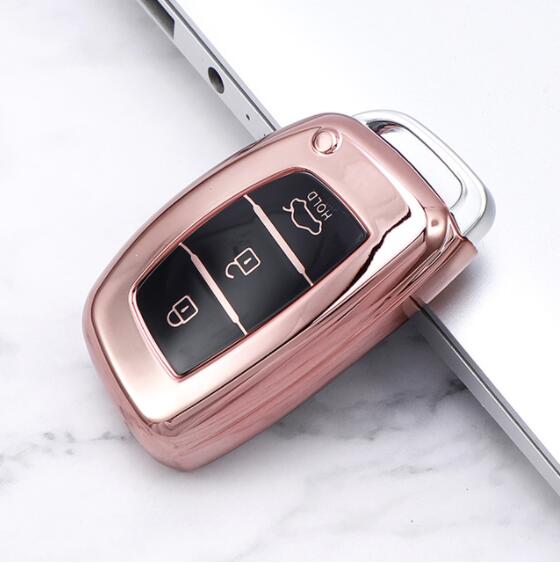 

Чехол для дистанционного ключа автомобиля, брелок для Hyundai Tucson Sonata Santa Fe Elantra Accent Creta Solaris Verna ix25 ix35 ix45 i20 i30 i40 A Style розовый