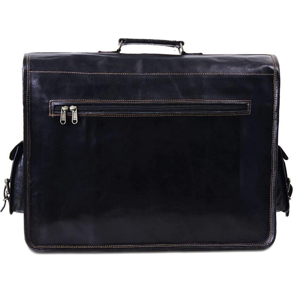 Men's Genuine Vintage Leather Messenger Shoulder Laptop Bag Briefcase Black