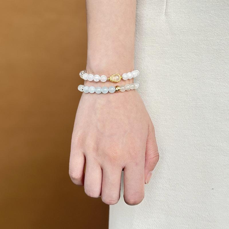 White Marble Optimized Crystal Gourd Beaded Bracelet Fashionable Light Luxury New Chinese Bracelet Versatile Niche Temperament Jewelry