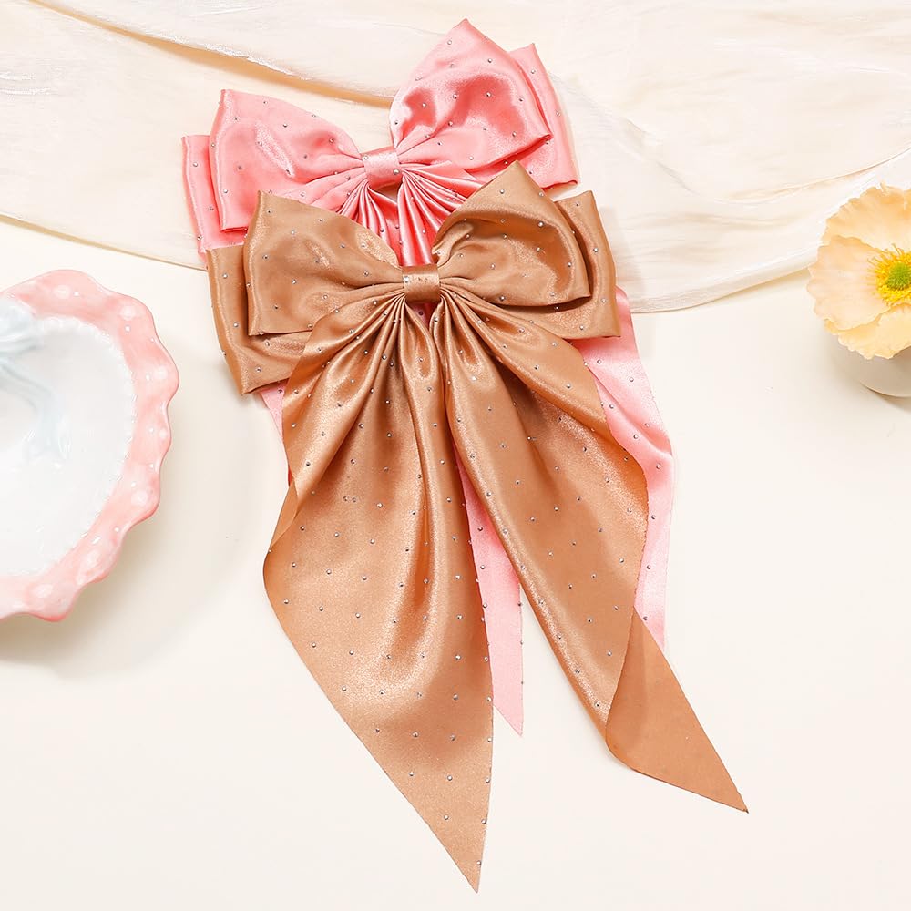 White Rhinestone Big Ribbon Barrette, Ribbon Clip, Lolita, Dreamy Cute, Gothic Lolita Hair Clip, Hairpin, Hair Accessory [Used]