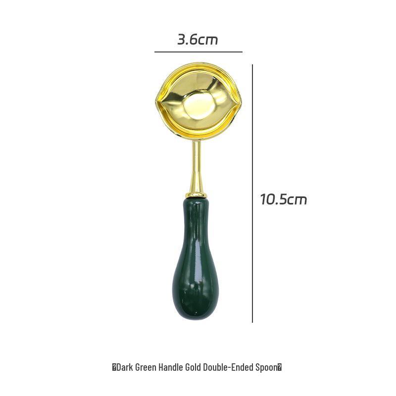 Double-Headed Wax Seal Spoon with Gold & Rose Gold Handles – Wax Melting Accessory for Sealing Stamp.