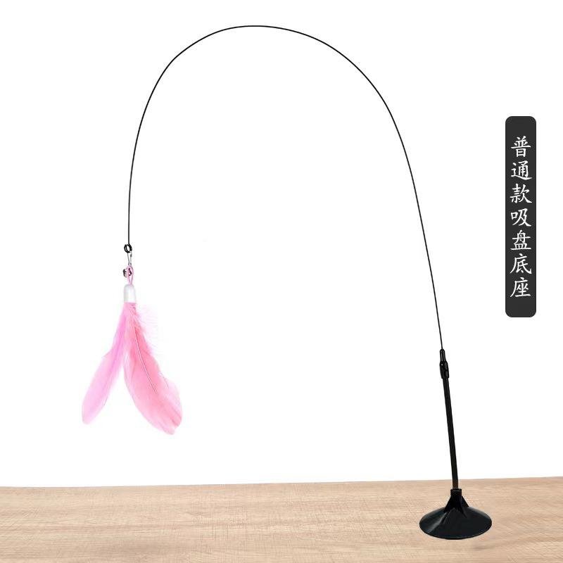 Interactive Cat Toy Handfree Cat Stick Playing Kitten Playing Teaser Wand Toy Suction Cup Bird/Feather Cat Wand Pet Supplies