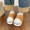 Fashion Cute Cartoon Fluffy Slippers For Women Men Winter Warm Shoes Indoor Home Floor Style Soft Plush Tiger Paw Couples Cotton Slipper