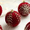8Cm Velvet Christmas Ball Pendant Flocked Glitter Christmas Hanging Balls Set Reusable Shatterproof Xmas Tree Ornaments New Year