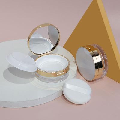 Tragbare Puderdose, handgehaltener leerer Topf für losen Puder mit Sieb, Kosmetik-Reise-Make-up-Glas, Sichterbehälter mit Puderquaste