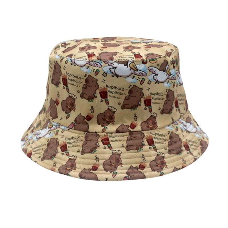 Capybara Print Bucket Hat Trendy Animal Lover Hat Outdoor Fisherman Hat for Outdoor Activity
