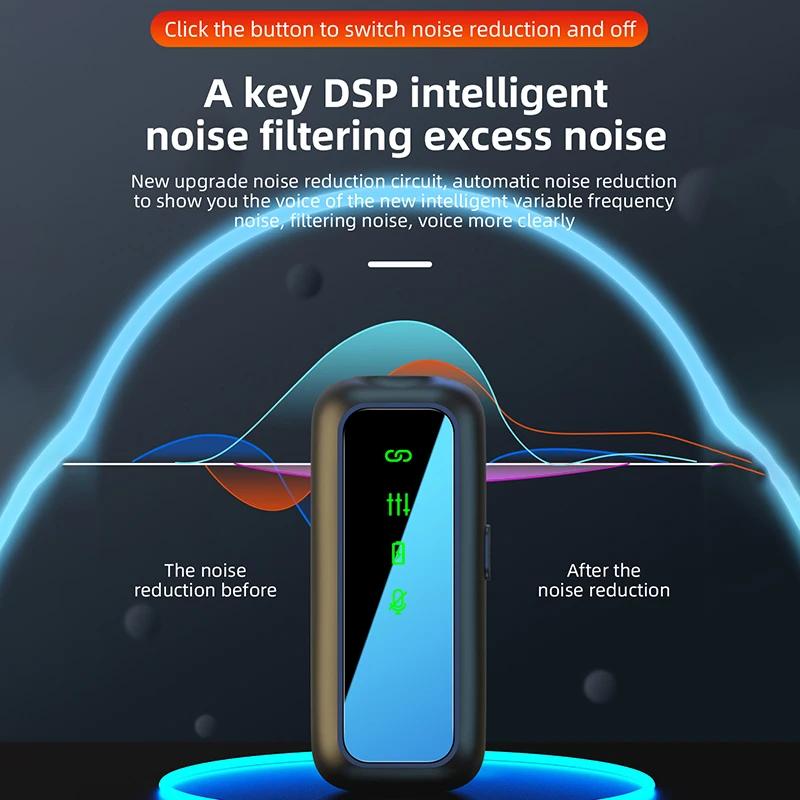 Wireless Lavalier Microphone 1 for 2 with LED Display Long Battery Life and Noise Reduction Lapel Mic for iOS Android