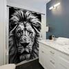 Lion motif digital print shower curtain