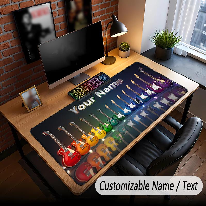 Music Guitar Theme Custom Mouse Pad Personalized With Name Text Customized Desk Mat For Office Home Decor