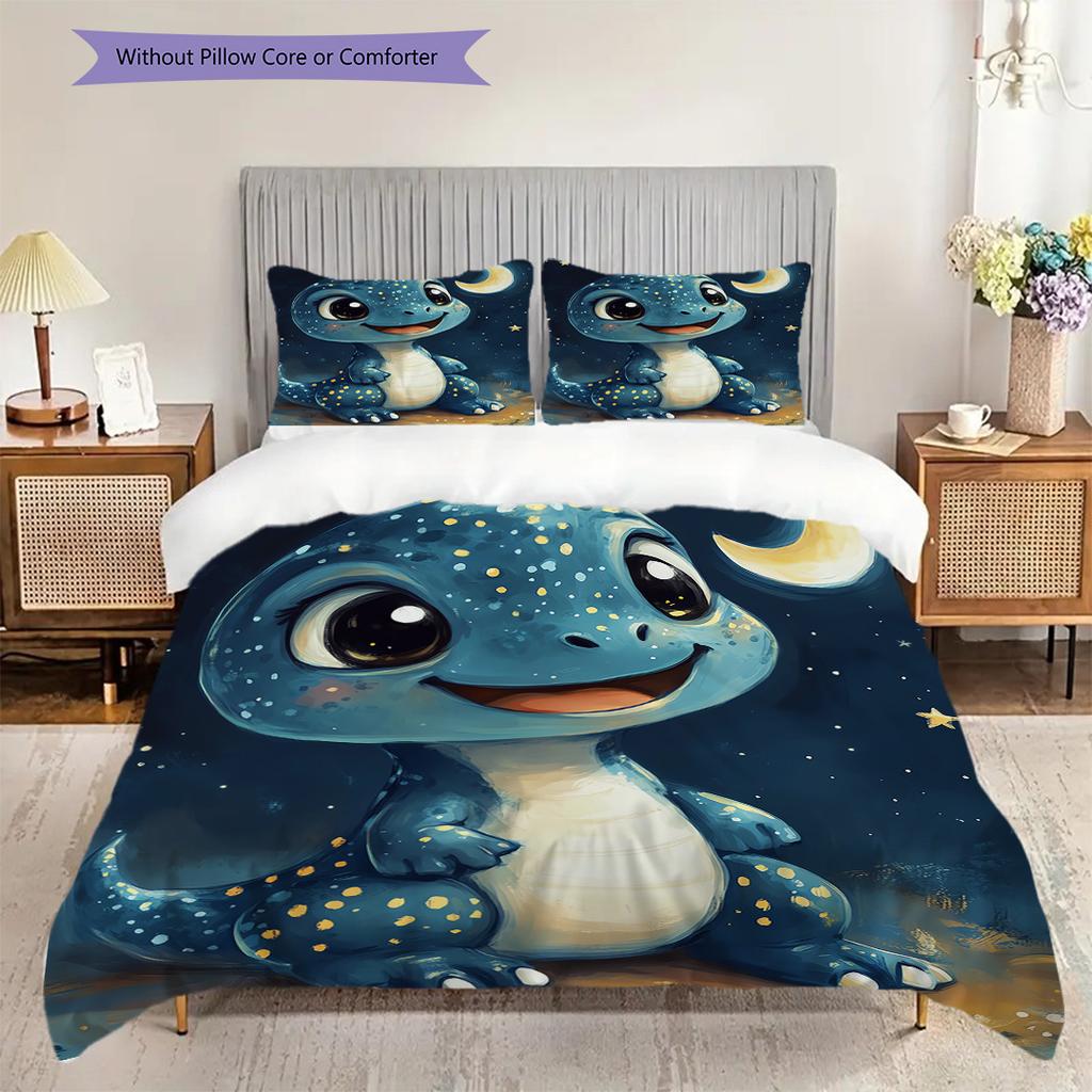 Dinosaurier-Muster Bettwäsche Steppdecke Set Bettbezug Kissenbezug Heimdekoration Geburtstagsgeschenk (1 Bettbezug + 2 Kissenbezüge, ohne Füllung)