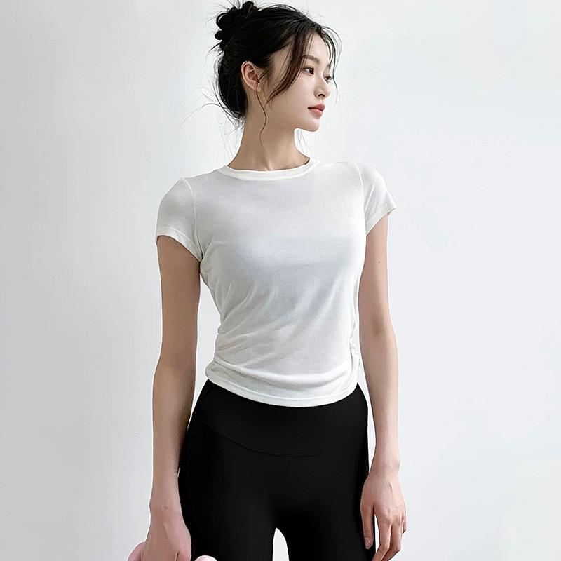 Womens Short Sleeve Yoga Tight Top Slim Fit Sports Running Training Gym Wear