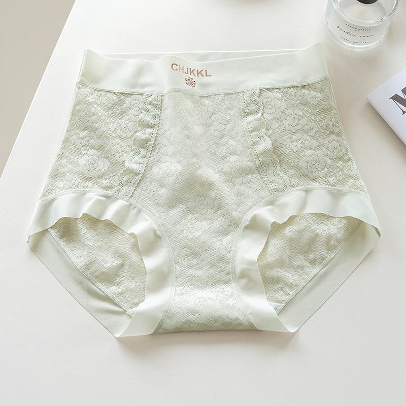Big Size Female Summer Thin Sexy Lace Mulberry Silk Extension Crotch Without Mark in High Waist Triangle Briefs