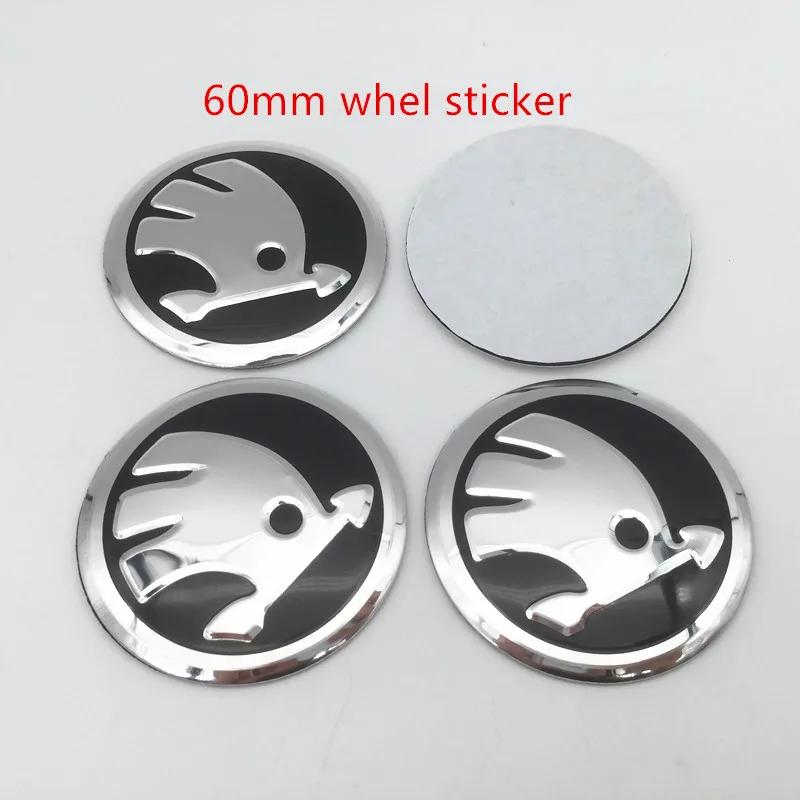 Autoaufkleber 2025 Neu 4 Stück 3D 56mm 60mm 65mm Für Skoda Autoemblem Radnaben-Mittelkappe Abzeichen Abdeckungen Aufkleber Decals Styling Zubehör