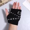 Y2K Punk Studded Gloves Hip Pop Rivet Fingerless Glove Gothic Adjustable Cross Wrap Arm Sleeves Half Finger Mitten