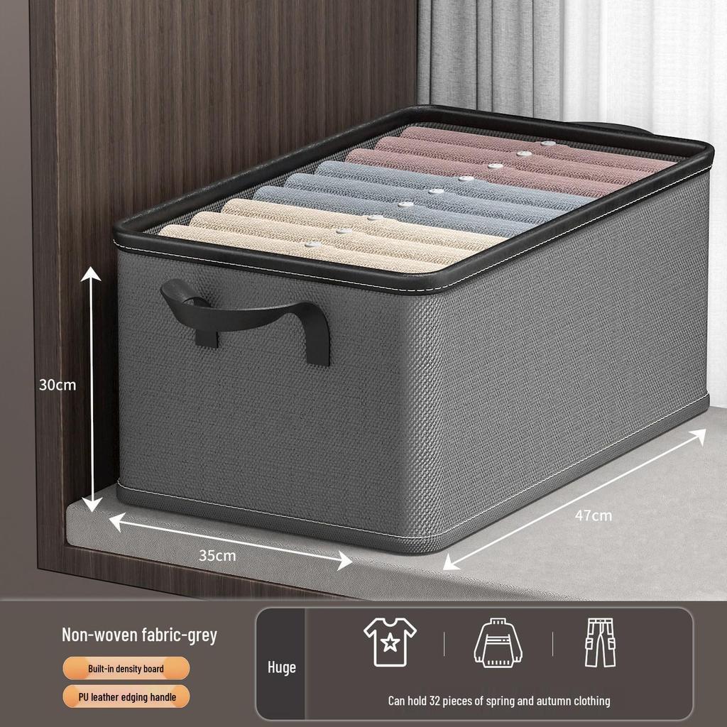 Foldable Wardrobe Drawer Organizer Box with Lid for Clothing, Underwear, and Pants Storage