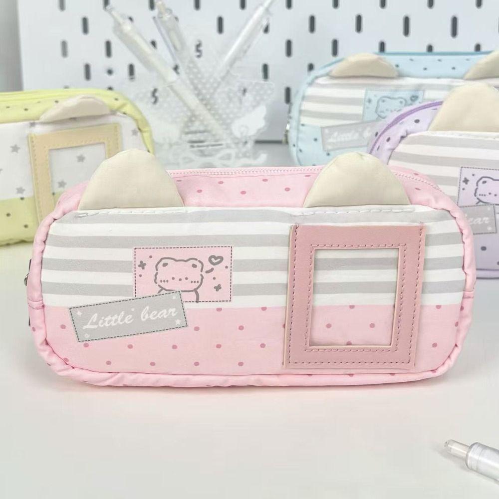 Large Capacity Pencil Case Cat Ears Design Pencil Pouch Portable Stationery Bag  Gift
