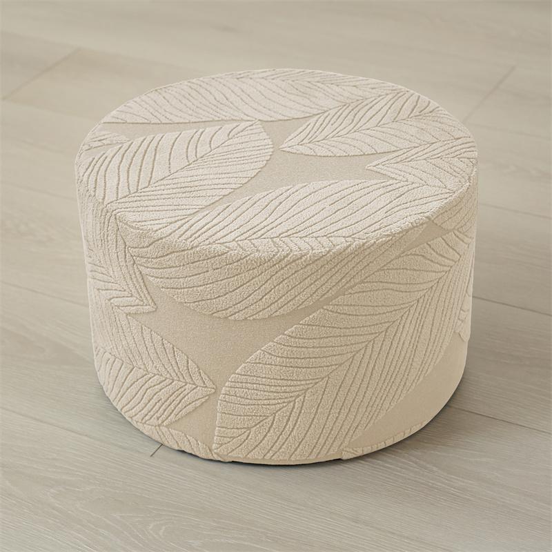 

Round Ottoman Cover Jacquard Durable Footrest Covers Stretch Living Room Footstool Storage Stool Furniture Protector Slipcover