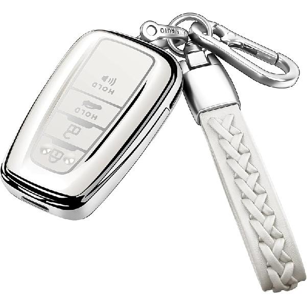 Autophone Compatible With Toyota Key Fob Cover with Keychain Soft TPU Key Shell Case,For -2025 Rav4 -2024 Camry 4 Runner - Highlander Corolla Prius