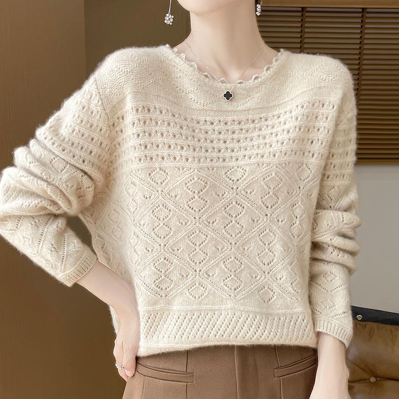 Women's Cashmere Sweater Qinghe Cashmere 30% Cashmere 70% Wool Autumn and Winter Cashmere Pullover Hand-woven Soft and Warm