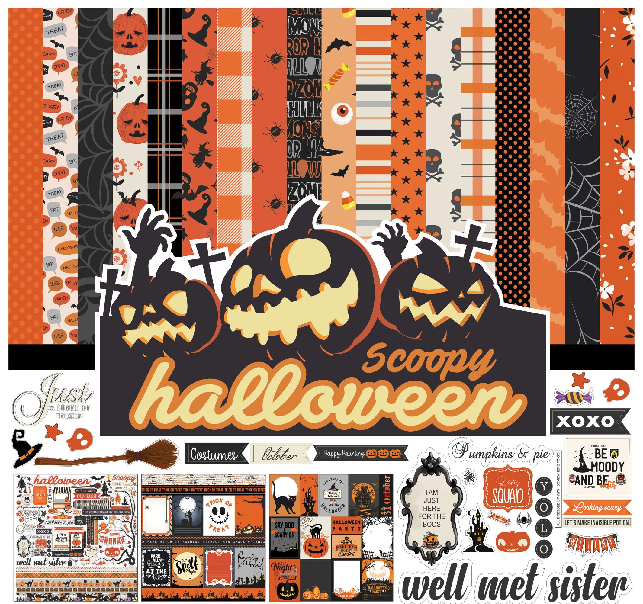 

Inkdotpot Black Orange Halloween Theme Collection Двойной, двусторонний набор для скрапбукинга Бумажная упаковка для изготовления карточек с листом наклеек - 16 страниц 12 x12 оранжевый