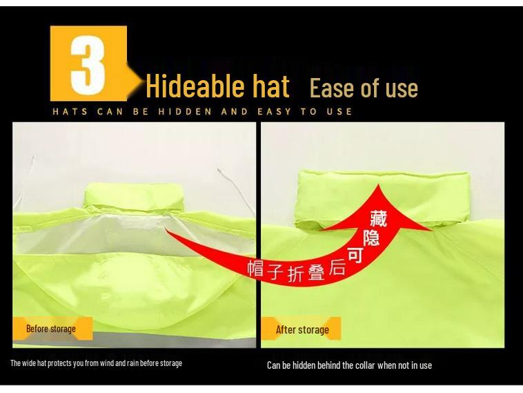 Neues Color-Block Sturmfestes 300D Oxford Outdoor Reflektierendes Regenmantelset