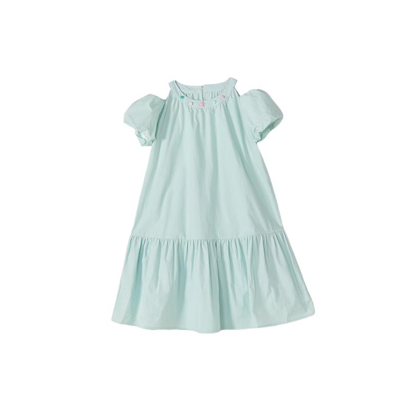 Deesha Girls  Summer Off-Shoulder Puff Sleeve Cotton Dress 160