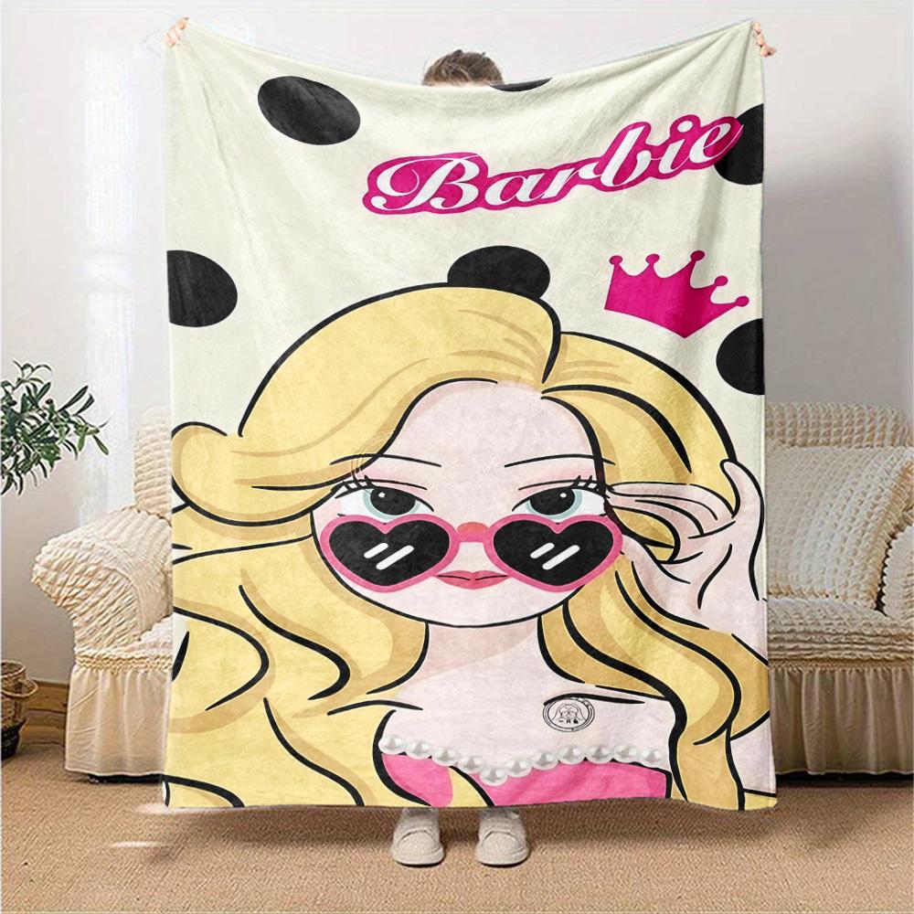 1pc Barbie Crown Flannel Blanket Soft Warm Throw for Home, Office, Travel, All Season Cozy Bedding Gift, Office