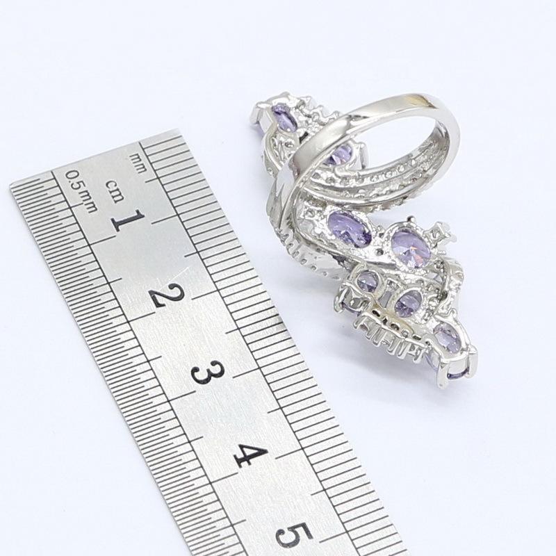 Red Garnet Cubic Zirconia Earrings Pendant Necklace Ring Set