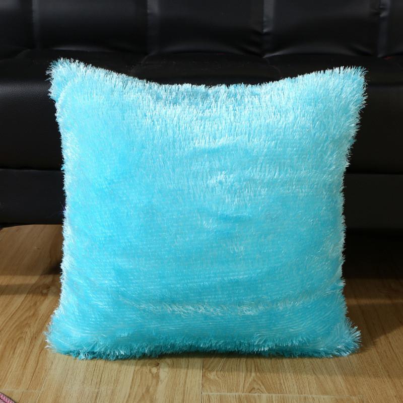 43x43cm Soft Long Plush Solid Color Sofa Winter Decoration Pillowcase Home Living Room Cushion Cover