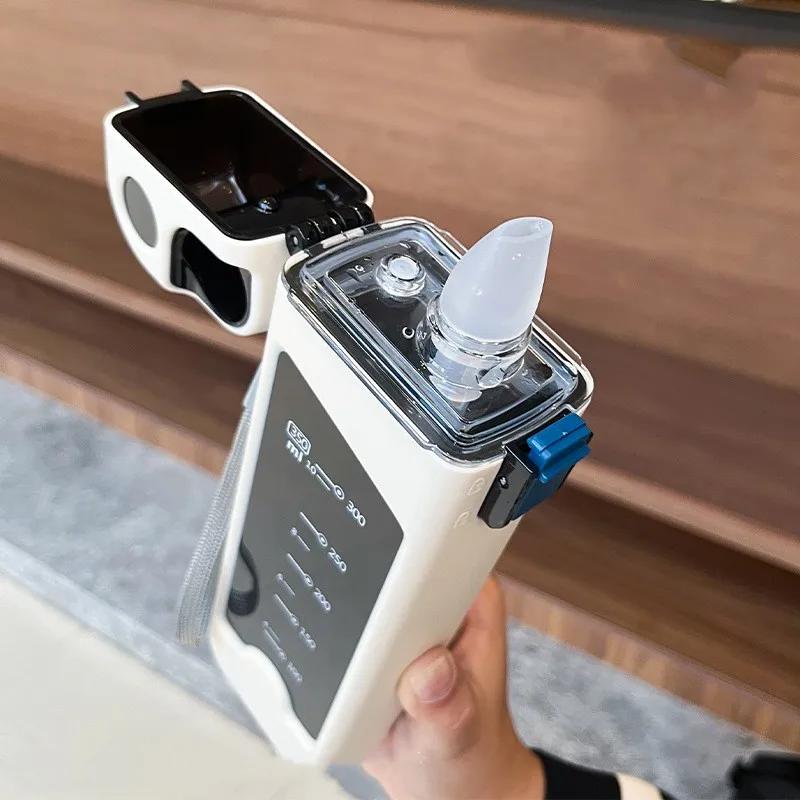 350ml Sports Water Cup Square Student Plastic Water Bottle Fitness Cup Straw Kettle Leak-proof Travel Outdoor Drinking Utensil