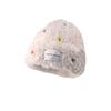 White deer button hat women's autumn and winter plush warm knitted bucket hat cold hat big head circumference wool hat basin hat