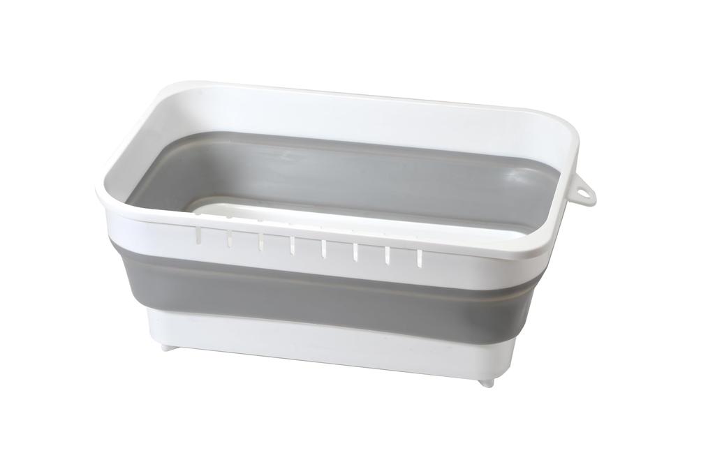 Pearl Metal Foldable Square Washing Bucket, Made in Japan, White x Gray, Kitchen Mate HC-487