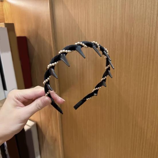 3Pcs Faux Pearl Headband Women Comfortable High Skull Shape Wide Hairband Retro Style Bridal Hair Accessory