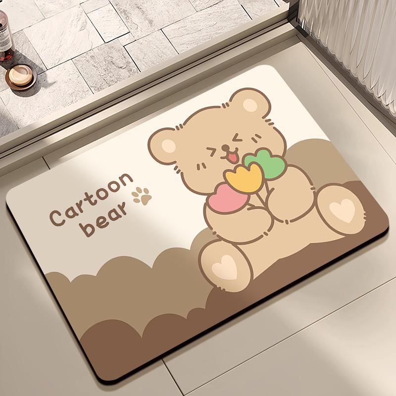 Mata podłogowa z ziemi okrzemkowej, kreskówkowa mata podłogowa do łazienki, silnie chłonna, domowa, pod drzwi toalety, antypoślizgowa mata